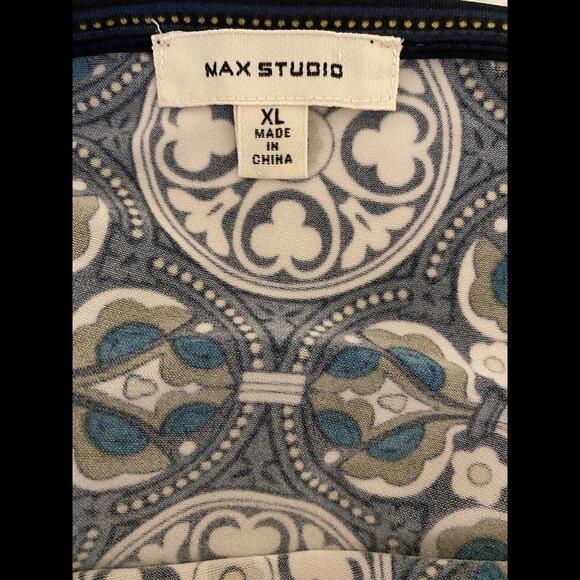 Max Studio Women’s Paisley Multicolor Geometric Boho Shift Dress Wing Sleeve XL - Picture 6 of 9